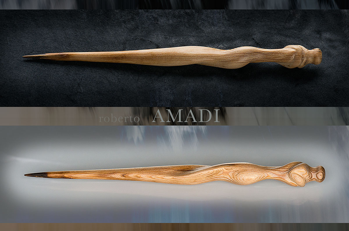 Bacchetta magica Anima Mundi in legno di Larice autore roberto amadi vendita bacchette magiche